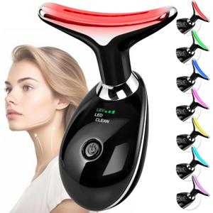 Red-Light-Therapy-for-Face and Neck with 7 Color, Facial Massager for Face and Neck, Face  culpting Wand (Black)