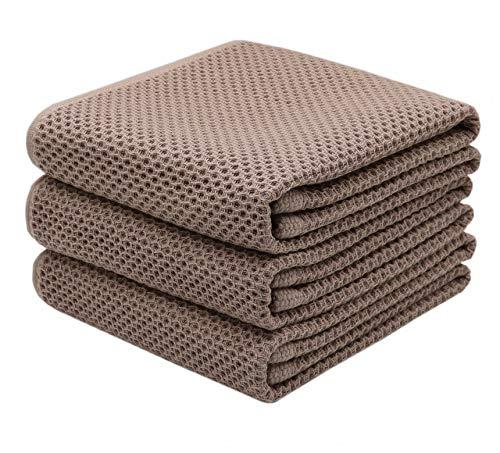 Mia'sDream Cotton Dish Towels for Kitchen, Kitchen Towels, Hand Face Head Towel Waffle Weave, Soft and Absorbent Bath Guest Gym Towel Washcloths, 13inch x 28inch 1 Pack (Brown)