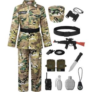 ReliBeauty Soldier Costume Army Camouflage Uniform (6/120, Camouflage(with Accessories))