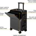Carry on suitcase Zipperless Luggage,Polycarbonate Aluminum Hard Shell, Expandable Carry-On Suitcase with Spinner Wheels, 26 Inch Cabin
