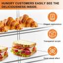 Acrylic Display Case 4 Layer Bakery Pastry Display Case Countertop Dessert Acrylic Display Shelf Donut Cookie Display Cabinet Wood Case