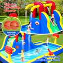 WELLFUNTIME Inflatable Water Park with Blower, Bouncy Castle with Water Cannon and Double Basketball Rings