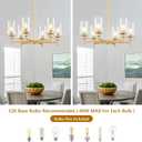Modern Gold Chandeliers for Dining Room, 6-Light Chandelier Light Fixture with Clear Glass Shades, Metal Hanging Pendant Lighting for Living Room, Kitchen, Staircase, Entryway