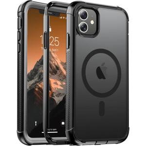 Magnetic for iPhone 11 Case, [Compatible with MagSafe][Military Grade Drop Protection][Heavy Duty Protection][Non-Slip][Shockproof] with 2-Layer Durable Bumper Phone Case 6.1''-Black