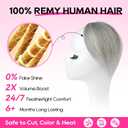 REECHO Human Hair Clip-in Hair Volumizer - 1PC 8 Inch Short Thick Hairpieces for Extra Volume, Easy Clip-in Extensions for Thin & Fine Hair - Silver Grey