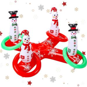 9 Pcs Inflatable Christmas Games Set Snowmen Christmas Tree Ring Toss Game 8 Ring for Xmas Party Favors Indoor Outdoor Game