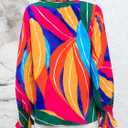 MASCOMODA Womens V Neck Floral Long Sleeve Tops 2025 Summer Casual Loose Puff Sleeve Chiffon Boho Work Blouse Dressy T Shirts (M)