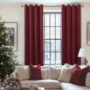 YoungsTex Burgundy Velvet Blackout Curtains for Living Room, Thermal Insulated Drapes with Grommet Privacy for Bedroom Decorative, 2 Panels, 52 X 80 Inch