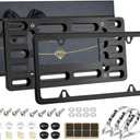 XCLPF Front License Plate Bracket, No Drill License Plate Holder, License Plate Mounting kit, Universal Bumper Car Frame Mount Adapter, Black License Plate Frames with Screw Cap, Cable Ties