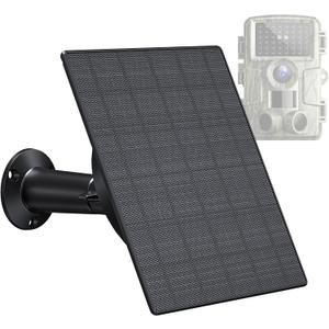 Zivif 5W Trail Camera Solar Panel, 10400mAh Built-in Battery, Adjustable 6V/9V/12V Output, DC Plugs 5.5x2.1mm 4.0x1.7mm 3.5x1.35mm, IP66 Waterproof, 360 Mount, 9.8ft Cable