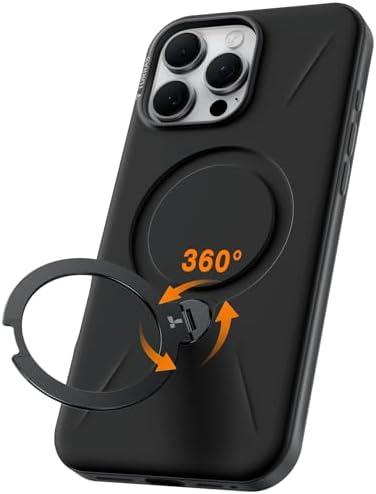 TORRAS 360 Spin Stand for iPhone 16 Pro Case, Fit for Magsafe, Mil-STD Protective Hard PC Scratch-Resistant Case for iPhone 16 Pro Phone Case, Ostand Spin, Onyx Black, 6.3 inch