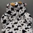 QIUODO Cute Gaming Chair Cushion, Semi-Enclosed Seat Cushion with Soft Faux Rabbit Fur, Machine Washable, Fits Computer & Office Chairs, Teens & Adults, Bedroom Decor, 18 x 18 Inch (Cow)