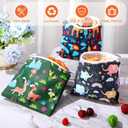 Chumia 6 Pack Reusable Snack Bags for Kids, Washable Sandwich & Food Storage Pouches, Dual-layer Silicone Lined Lunch Bags with Zipper for School & Travel(Forest,7 x 7 Inches)