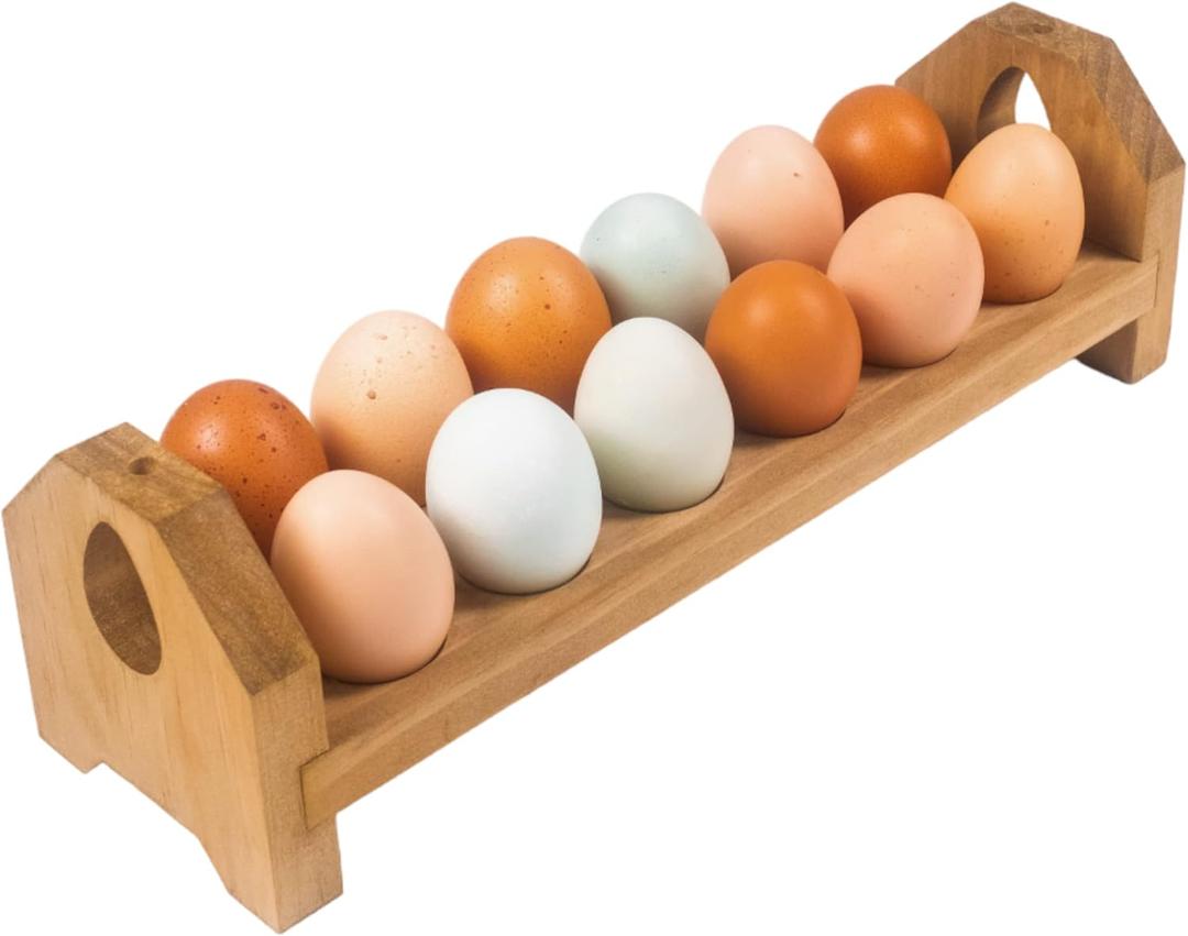 Farmhouse Stackable Wood Egg Holder - Fresh Egg Storage Rack (1)