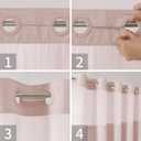 Eachope Extra Long No Hooks Needed Linen Textured Shower Curtain with Snap-in Fabric Liner Set,Blush Hotel Luxury Decor Shower Curtains for Bathroom,Waterproof & Washable,71Wx86H
