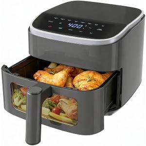 NEWBULIG Air Fryer4QT Small AirFryer with Easy View Window and Interior Light, Digital Touchscreen with 8 Presets for Custom Cooking, Nonstick and Dishwasher Safe Basket, Grey