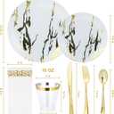 175pcs Gold Plastic Dinnerware Set Elegant Disposable Plates, Cups, Utensils & Napkins for Wedding, Party, Birthday, Graduation