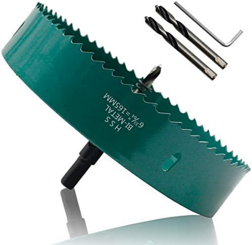 Qjaiune 165mm/6.5" Hole Saw BI-Metal Heavy Duty Hole Cutter for Wood Cornhole Boards Plastic Drywall Fiberboard