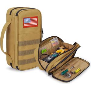 ATRIPACK Tactical Tool Bag for Men, Wide Mouth Tool Pouch with Water-Resistant, Multi-purpose Range Bags with Zipper Handle, Heavy Duty Small Tool box organizer for Repairman, Carpenters, Handyman (Brown)