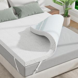 Memory Foam Mattress Topper - 3 Inch Gel Mattress Pad for Pressure Relief, Premium Soft Cooling Sleep Bed topper, Non-Slip Design with Removable & Washable Cover, CertiPUR-US Certified, Queen