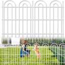 25 Panels Decorative Garden Fence, 32 in(H) X 50 ft(L) No Dig Dog Fence Outdoor for Yard, Rustproof Tall Metal Garden Fencing Animal Barrier with Ground Stakes, Temporary Fencing for Patio, White