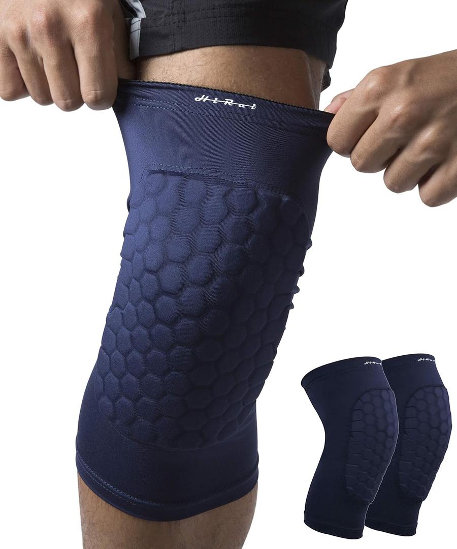 HiRui Knee Pads for Kids Youth Adult, Basketball Baseball Knee Brace Knee Support, Collision Avoidance Kneepad Compression Knee Sleeve for Volleyball Football Cycling Running-1Pair (Navy Blue, S)