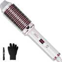Ukliss 1.5 inch Thermal Brush, Dual Voltage Fast Heated Styling Tool for Worldwide Travel, Ceramic Barrel for Long Lasting Curls Waves & Shine (White)