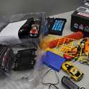 Boy Toys Gifts for 6 7 8-12 Years Old, Slot Car Race Track Sets with 4 Slot Cars, Battery or Electric Car Track with Flash Light, Dual Racing Game Lap Counter Circular Overpass Track Gifts for Kids