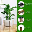 Airpark Adjustable Plant Stand Indoor, Metal Mid Century Modern Plants Stands, Stable Plant Holder Indoor Outdoor Corner, Fit 8 9 10 11 12 inch Pots,Brown Wood-Grain (Pot & Plant Not Included)