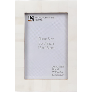 Handicrafts Home 5x7 White Picture Frame for Christmas Decor & Holiday Gifting, Handmade Photo Frame for Modern Home Decor, Farmhouse Wall Decor, Boho Shelf, Vintage Bone inlay Frames for Living Room (Classic Plain White)