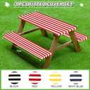 SmoothNovelty Picnic Table Cover with Bench Covers 72 x 30 Inch Waterproof Elastic Fitted Outdoor Stripe Tablecloth for 6 ft Rectangle Tables, School Camping Accessories Park(Red and White)