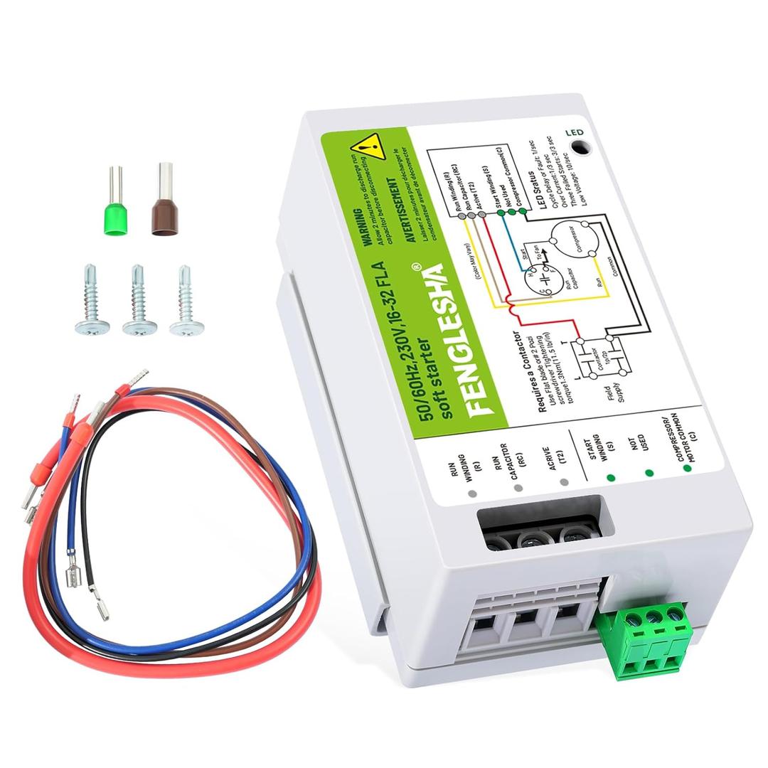Air Conditioner Soft Start Module, 230V 16A-32A, Easy DIY Install, Works on 4-7 Ton AC, Protection for Utility or Generator Power