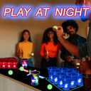 Glowing Beer Pong Table Mat for Drinking Game Light Up Plastic Cups and Pongs Beer Pong Set for Party Game Indoor Outdoor Pong Game, Party Supplies Decor 71 * 23inch