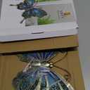 LIFFY Metal Butterfly Wall Decor,2Pack 12" Glass Butterfly Outdoor Wall Art Sculptures,Hanging Garden Decor Outside for Home,Yard,Fence,Patio