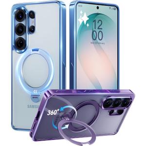 CASEKOO Sky Blue Glossy for Samsung Galaxy S26 Ultra Case [360 Spin Magnetic Stand][Fit for MagSafe][18FT Military-Grade Protection] Slim Durable Hand-Polished Frame Galaxy S26 Ultra Case 6.9", Blue