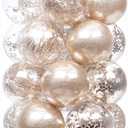 Sea Team 60mm/2.36" Shatterproof Clear Plastic Christmas Tree Ball Ornaments Set, Decorative Hanging Transparent Xmas Baubles with Stuffed Delicate Decorations (30 Counts , Champagne)