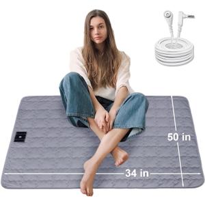 Grounding Mat Cotton Grounding Pad Grounded Pad with Silver Fiber Earth Connected Mat for Bed (Grey, 34x50 inch)