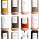12 Pcs Glass Spice Jars With Bamboo Airtight Lids, 8oz Thicken(2.4mm) Spice Containers With 148 Minimalist Preprinted Waterproof Spice Labels, Kitchen Empty Small Storage Jars For Seasoning, Herb