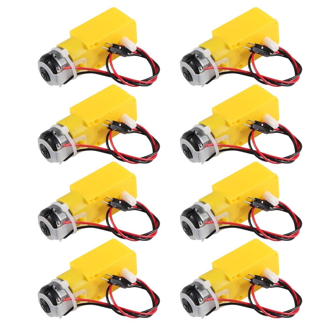 8pcs TT Motor Dual DC 3-6V Gearbox Motor 200RPM Ratio 1:48 Shaft Motor with 2.54mm Wire for Arduino DIY Smart Car Robot