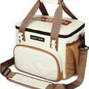 SUNNY BIRD 12L Large Insulated Lunch Bag, Leakproof and Foldable Lunch Cooler Box for Women Adult and Men, Fits 18 Cans (Ivory White 01)