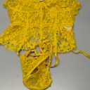 Avidlove Lingerie for Women Lace Corset and Panty Outfits Garter Lingerie Sets S-XXL (Yellow)