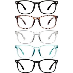 CHEERS DEVICES Reading Glasses for Women Men, Eyeglasses, Blue Light Readers for Men Women, Computer Eye Glasses, Cheaters - 5 Pair, +2.50