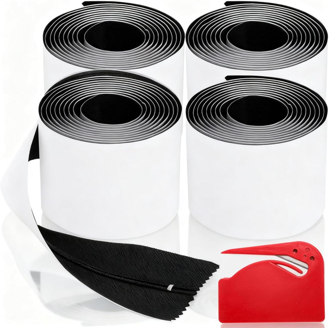 4 Pack Dust Protector Zipper, Black 7 Ft x 3 in Heavy Duty Dust Barrier Zipper with Plastic Sheeting Cutter, Double Sided Self-Adhesive Dust Proof Door Zippers for Indoor Outdoor Tent Tarp