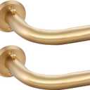 Wrap Around Curtain Rods 2 Pack for 28 to 48 Inches Windows, 1" Heavy Duty Room Darkening Drapery Rod with Sturdy Aluminum Base, Wall Mounted Ceiling Mounted Curved Curtains Rod, Brushed Gold