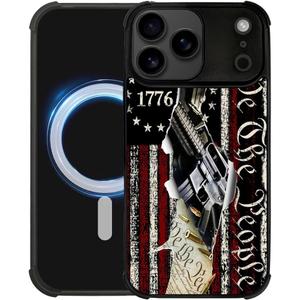 DJSOK Case for iPhone 17 Pro,Compatible with MagSafe,Anti-Scratch Shockproof Case,Classic American Flag 1776 We The People
