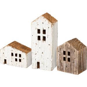 Primitives by Kathy Set of 3 Rustic Wooden House Figurines