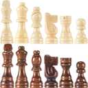 AMEROUS Wooden Chess Pieces Only, 32 Pieses / 3.05" King/Storage Bag/Gift Package, Standard Tournamen Staunton Wood Chessmen for Chessboard, Replacement of Missing Pieces