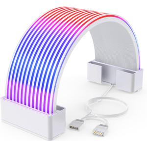 Sirlyr RGB PSU Cables LED Strips, ARGB PC Cable Cover Compatible 24 Pin Motherboard Extension Cable, Power Supply Cables,3Pin SYNC for Computer Setup 8In