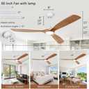Ceiling Fans with Lights, 60 Inch Ceiling Fan with Remote/APP Control,3CCT Dimmable Light,Noiseless Reversible DC Motor,3 Solid Wood Blades,Indoor/Outdoor Ceiling Fans for Bedroom,Farmhouse,Patio