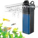 Internal Fish Tank Filter, 4W Adjustable Water Flow Submersible Aquarium Filter Pump for 10~20 Gallon Freshwater or 10~15 Gallon Saltwater, 2 Mode Aeration & Rainfall, TE-200(65GPH)